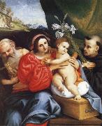 LOTTO, Lorenzo The Virgin and Child with Saint Jerome and Saint Nicholas of Tolentino painting